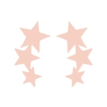 Close-up of matte pink triple star stud earrings in a minimalist geometric arrangement - Triple Star / Rose Gold