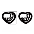 Minimalist heart stethoscope earrings in black stainless steel for women - Smiling Heart Stethoscope / Black