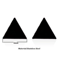 Macro detail of 6mm matte black stainless steel triangle stud earrings on white background - Solid Triangle / Black