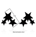 Macro view of 7mm black stainless steel star stud earrings with a polished finish - Gradient Triple Star / Black