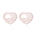 Minimalist rose gold stainless steel heart stethoscope stud earrings set on white background - Smiling Heart Stethoscope / Rose Gold