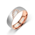 Partnerring aus Titanstahl mit I LOVE YOU Gravur und herzförmiger Kristalleinlage - US 8 / Roségold