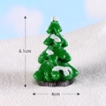 Miniature green Christmas tree figurine with artificial snow 6.1cm high DIY decor - Deep Purple Style 12 Christmas Tree