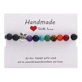 Handmade chakra lava stone bracelet with a silver owl charm and colorful beads - Silver Owl