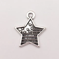 Antique silver star charm with striped relief pattern for DIY jewelry and necklaces - Stars and Stripes Pentagram (9867)