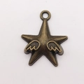 Vintage bronze alloy star with wings pendant for DIY jewelry making and crafts - Winged Pentagram (11134)