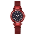 Orologio da donna con quadrante stellato e cinturino milanese rosso magnetico - Rosso