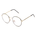 Occhiali anti-luce blu con montatura rotonda in metallo dorato e dettagli neri chic - Montatura Oro Nero