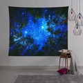 Nordic Christmas tree tapestry featuring a starry night sky design on a white brick wall - Forest 18