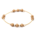 Elastic gold wire spring bracelet with matte beads and polished metallic cubes - Gold Spiral Wire with Gold Frosted Beads