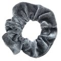 Gray velvet scrunchie for hair with high-quality fabric texture on white background - Dark Gray