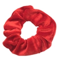 Single red velvet scrunchie for women featuring soft velvet texture and elastic core - Red
