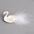 Barrette cygne rose pailletée pour fille avec couronne dorée et plumes blanches - Cygne Blanc (Barrette)