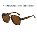 Lunettes de soleil carrées rétro avec monture écaille, double pont et verres marron - Monture Écaille de Tortue Verres Thé