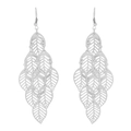 Silberne Ohrhänger mit Blättern im minimalistischen, fünfschichtigen Hohlraumdesign - Silber