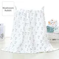 Soft 6-layer cotton muslin baby blanket featuring cute cartoon rabbit mushroom prints - Mushroom Rabbit
