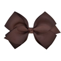 Classic dark brown grosgrain ribbon hair bow clip with layered design for children - Dark Brown (3)