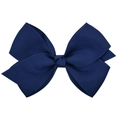 Classic dark blue grosgrain ribbon bow hair clip with ribbed texture for children - Navy Blue (1)