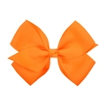 Bright orange grosgrain ribbon bow hair clip for children with ribbed texture detail - Bright Orange