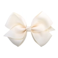 Classic cream grosgrain ribbon bow hair clip with double-layer design for kids - Off White