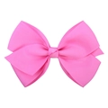 Classic handmade hot pink grosgrain ribbon bow hair clip for girls and toddlers - Bright Pink