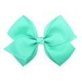 Mint green grosgrain ribbon hair bow clip with textured finish for girls and kids - Light Green
