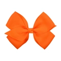 Close-up detail of the bright orange grosgrain ribbon hair bow with ribbed texture - Orange