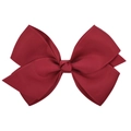 Close-up of a burgundy grosgrain ribbon hair bow with detailed ribbed texture and knot - Burgundy