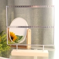 Silver iron earring display rack with natural pine base for jewelry storage - Large 2-Tier 44 Holes Silver Plated