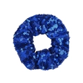 Sparkling blue fish scale sequin hair scrunchie with a reflective metallic finish - Blue