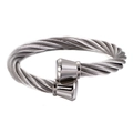 Brazalete abierto para hombre de acero inoxidable con tejido de metal de doble espiral - Estilo de Cuerda Retorcida Color Acero (KB119205-KFC)