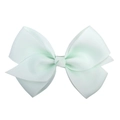 Detail of light mint green grosgrain ribbon bow hair clip with fine ribbed texture - Mint Green