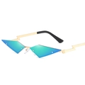 Fashion rimless sunglasses with blue-green mirror lenses and gold metal bolt temples - Gold Frame Green Mirror