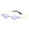 Fashion rimless sunglasses with purple lenses and gold lightning-shaped metal temples - Gold Frame Purple Lens