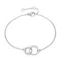 Bracciale minimalista in acciaio inossidabile argento con doppi anelli testurizzati - Color Acciaio