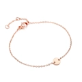 Detail of adjustable rose gold stainless steel bracelet with a round blank charm disc - Rose Gold