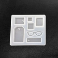 Translucent silicone DIY resin mold with rectangle and eyewear pendant shapes - Glasses Mirror Pendant Style