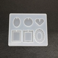 Translucent 6-cavity silicone mold with heart and geometric shapes for DIY resin pendants - Diamond Pendant Style