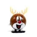 Wind-up cartoon reindeer toy in brown plastic finish with yellow antlers and red nose - Wind-up Sphere Reindeer