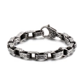 Herren Punk Totenkopf Armband aus Edelstahl mit Vintage Webkette und Karabinerverschluss - Geometrischer Geflochtener Textur Stil (KB121928-BDJX)