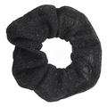 Sparkly black scrunchie with metallic glitter detail made of elastic knit fabric - Black