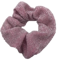 Pink purple scrunchie hair tie with metallic glitter thread and pleated elastic design - Pink