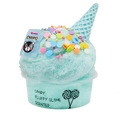 Blue fluffy candy slime kit with ice cream charms in a transparent cylinder container - Green Candy