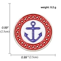 Emaille anker badge met rode buitenring en witte achtergrond inclusief afmetingen - Anker Stijl (A00568)