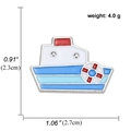 Cartoon marine schip emaille broche met afmetingen en nautische ankerstijl details - Schip Stijl (A00567)
