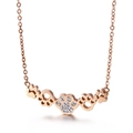 Collier en acier inoxydable doré rose avec pendentif patte de chat serti de zircons - Or Rose (KN90002-KFC)