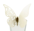 Detail of 3D laser-cut butterfly place card in ivory paper for wine glass decor - Ivory