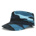 Berretto militare da uomo in stile mimetico blu con parte superiore piatta e tela - Blu