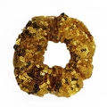 Sparkly gold sequin scrunchie for hair styling and dance performance accessory - Yellow