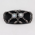 Black magic hair comb with dark grey beads and sparkling rhinestone flower accents - Small Flower Black